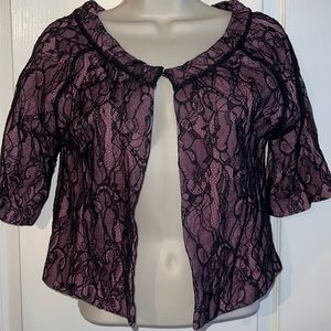 Moth Lace Shrug/sweater/jacket with Lavender Underlay